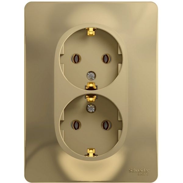 

Розетка встраиваемая двойная с заземлением (титан) Systeme Electric Glossa GSL000424, Glossa GSL000424