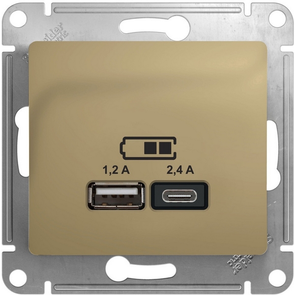 

Розетка USB Type A+С (титан) Systeme Electric GSL000439, GSL000439