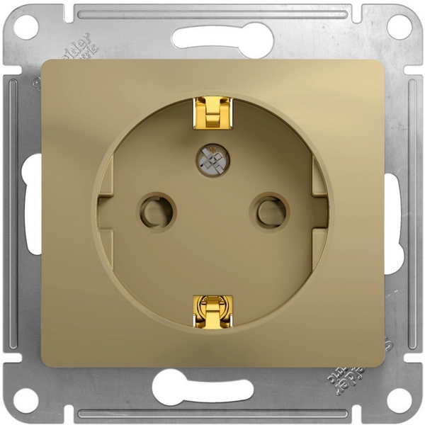 

Розетка с заземлением и шторками (титан) Systeme Electric Glossa GSL000445, Glossa GSL000445