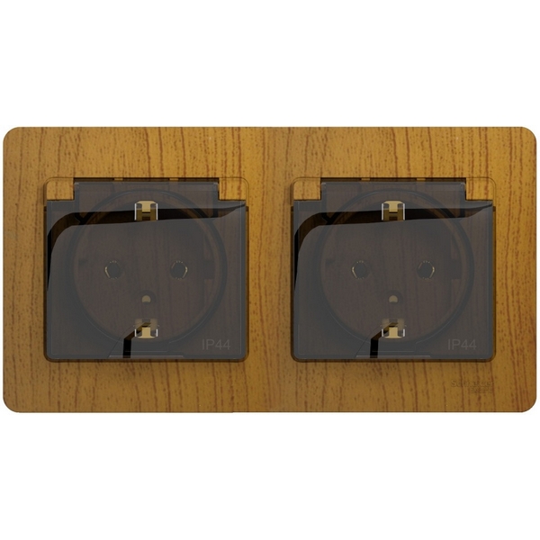 

Розетка двойная с заземлением, шторками и крышкой (дуб) Systeme Electric Glossa GSL000547, Glossa GSL000547