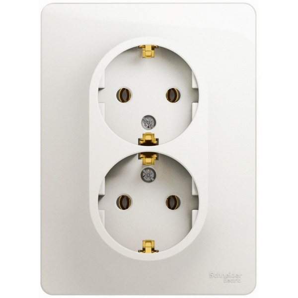 

Розетка встраиваемая двойная с заземлением (перламутровый) Systeme Electric Glossa GSL000624, Glossa GSL000624