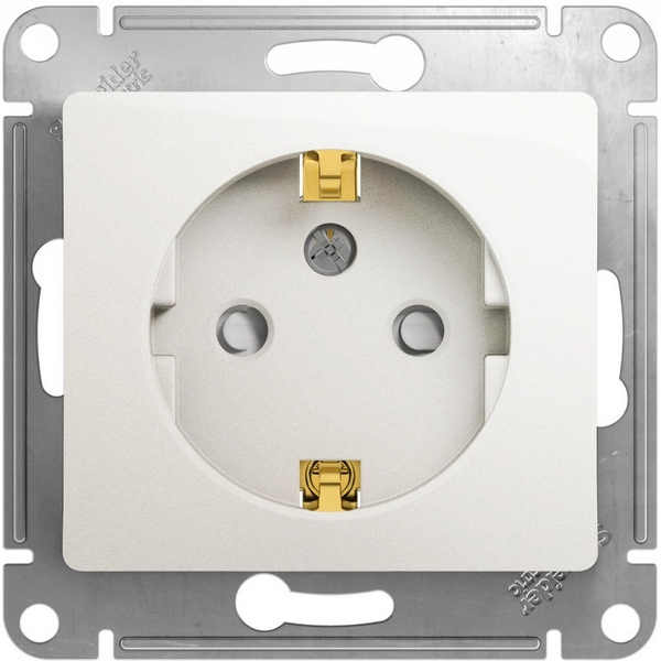 

Розетка с заземлением и шторками (перламутровый) Systeme Electric Glossa GSL000645, Glossa GSL000645