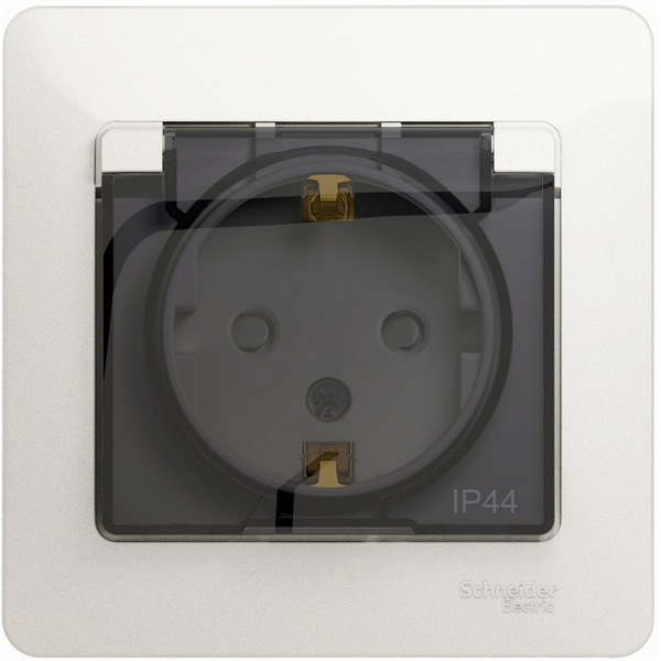 

Розетка с заземлением, шторками и крышкой (перламутровый) Systeme Electric Glossa GSL000648, Glossa GSL000648