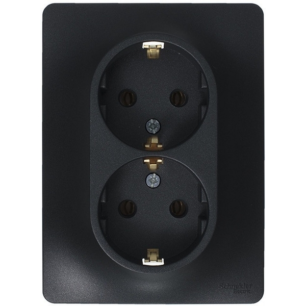 

Розетка двойная с заземлением (антрацит) Systeme Electric Glossa GSL000724, Серый, Glossa GSL000724