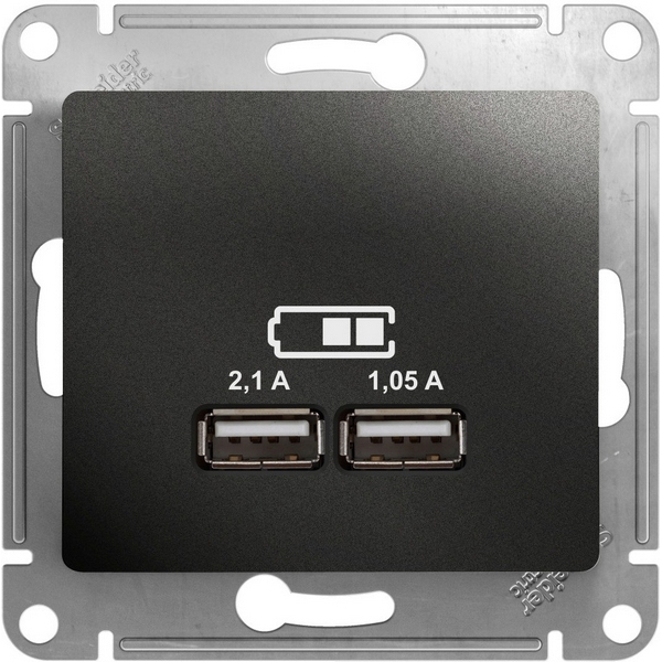 

Розетка USBх2 (антрацит) Systeme Electric Glossa GSL000733, Серый, Glossa GSL000733