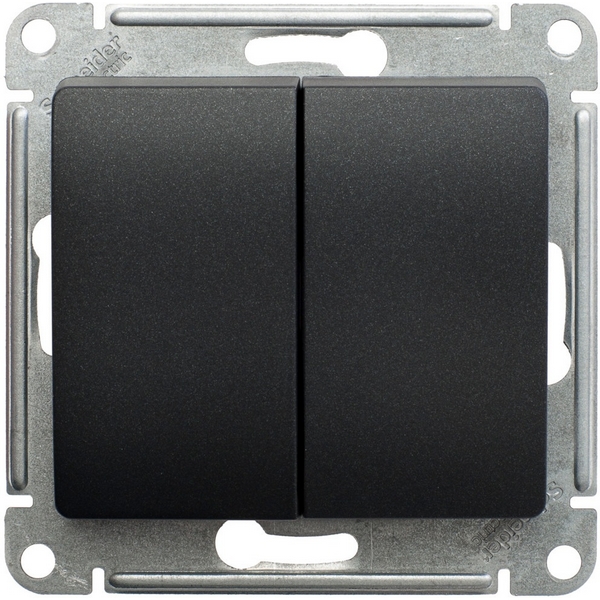 

Выключатель двухклавишный (антрацит) Systeme Electric Glossa GSL000765, Серый, Glossa GSL000765