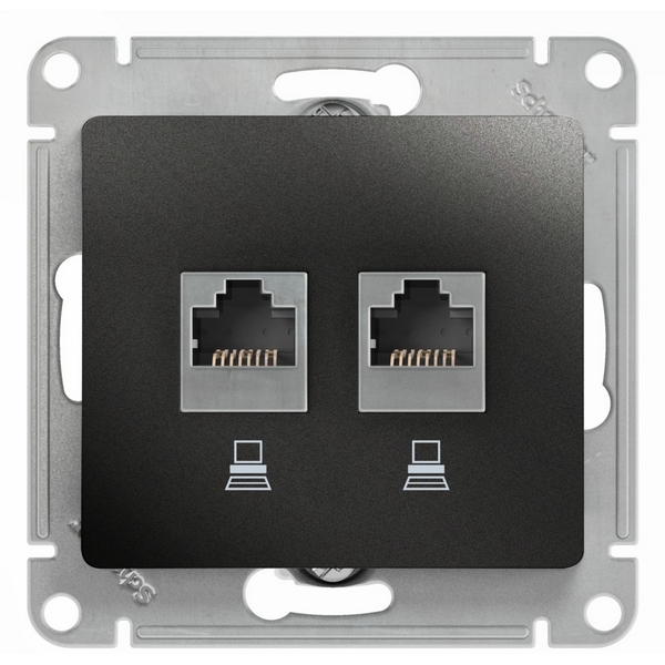 

Розетка двойная Ethernet RJ-45 (антрацит) Systeme Electric GSL000785KK, Серый, GSL000785KK