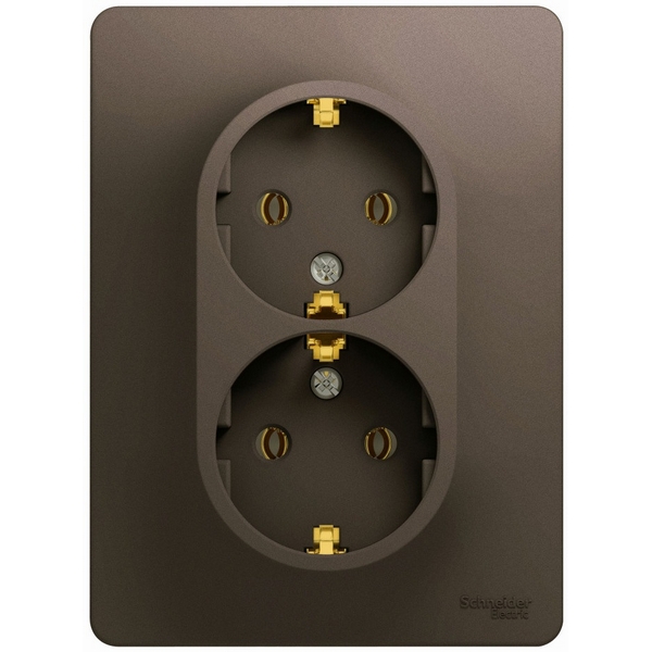 

Розетка двойная с заземлением (шоколад) Systeme Electric Glossa GSL000824, Коричневый, Glossa GSL000824