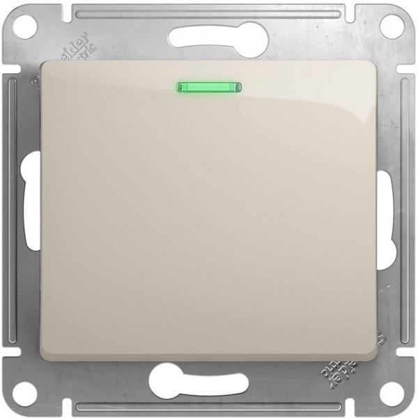 

Выключатель одноклавишный с подсветкой (молочный) Systeme Electric Glossa GSL000913, Glossa GSL000913