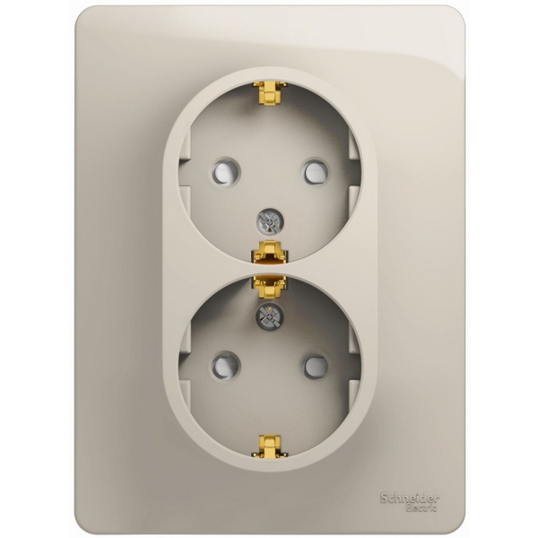 

Розетка двойная с заземлением и шторками (молочный) Systeme Electric Glossa GSL000926, Glossa GSL000926