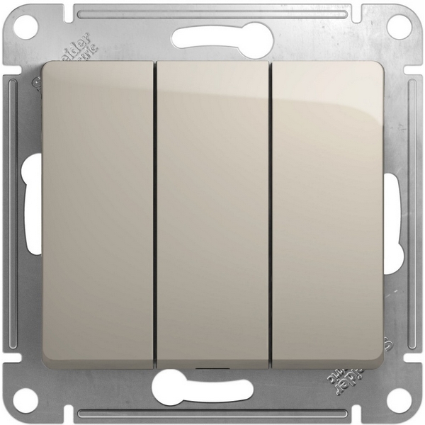 

Выключатель трехклавишный (молочный) Systeme Electric Glossa GSL000931, Glossa GSL000931