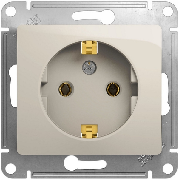 

Розетка с заземлением (молочный) Systeme Electric Glossa GSL000943, Glossa GSL000943