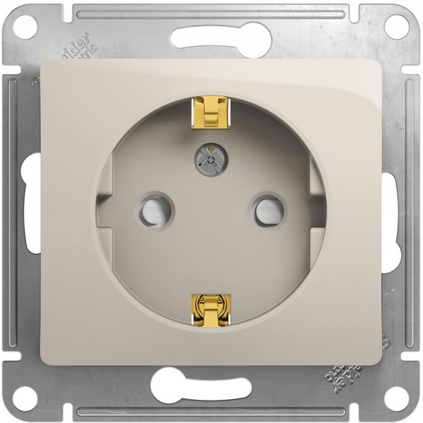 

Розетка с заземлением и шторками (молочный) Systeme Electric Glossa GSL000945, Glossa GSL000945