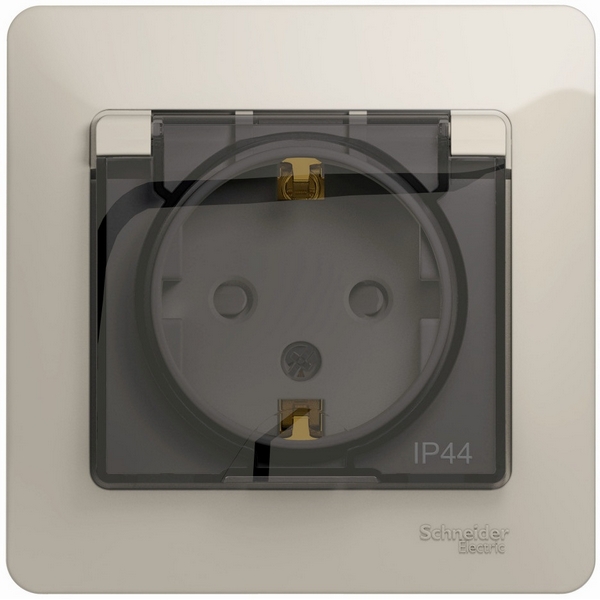 

Розетка с заземлением, шторками и крышкой (молочный) Systeme Electric Glossa GSL000948, Glossa GSL000948