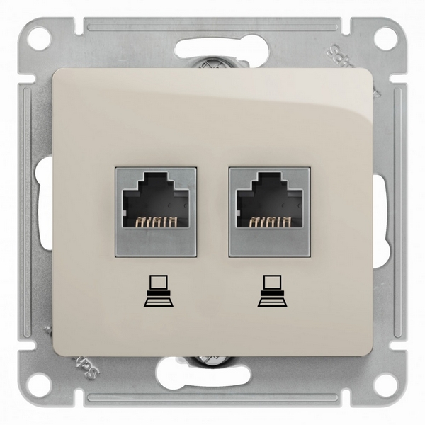

Розетка двойная Ethernet RJ-45 (молочный) Systeme Electric GSL000985KK, GSL000985KK