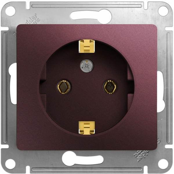 

Розетка с заземлением (баклажановый) Systeme Electric Glossa GSL001143, Фиолетовый, Glossa GSL001143