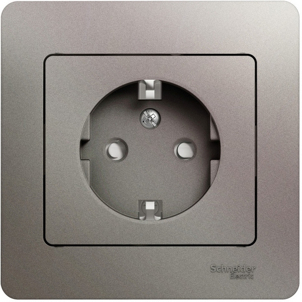 

Розетка с заземлением и шторками (платина) Systeme Electric Glossa GSL001244, Серый, Glossa GSL001244