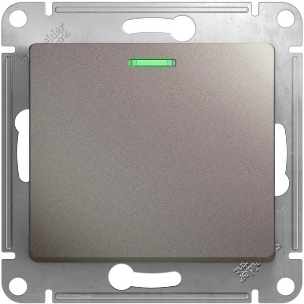 

Выключатель одноклавишный с подсветкой (платина) Systeme Electric Glossa GSL001263, Серый, Glossa GSL001263