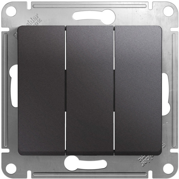 

Выключатель трехклавишный (графит) Systeme Electric Glossa GSL001331, Черный, Glossa GSL001331