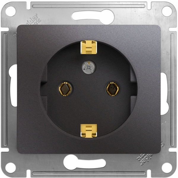 

Розетка с заземлением (графит) Systeme Electric Glossa GSL001343, Черный, Glossa GSL001343