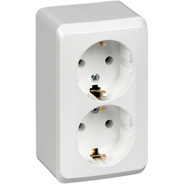 

Розетка двойная с заземлением (белый) Systeme Electric Этюд PA16-007B, Этюд PA16-007B