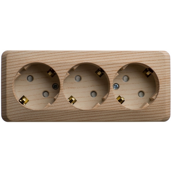 

Розетка накладная тройная с заземлением и шторками (сосна) Systeme Electric Etude PA16-012D, Etude PA16-012D