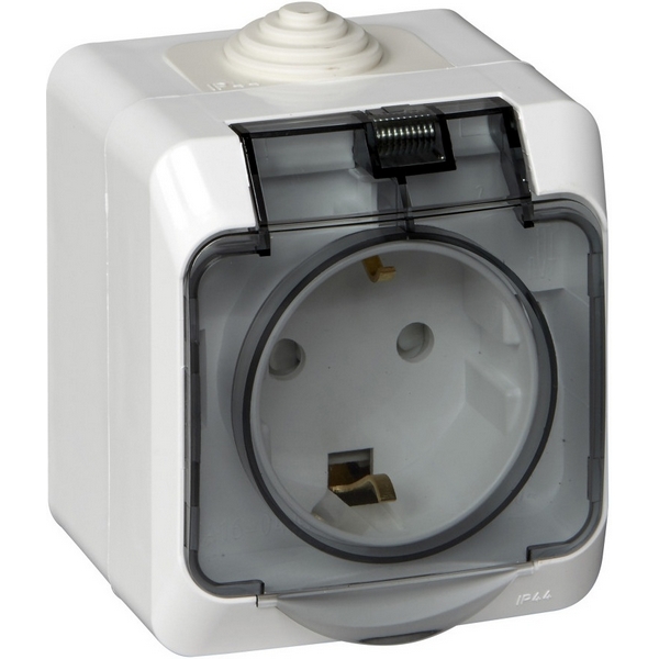 

Розетка накладная с заземлением, шторками и крышкой (белый) IP44 Systeme Electric Этюд PA16-044B, Этюд PA16-044B