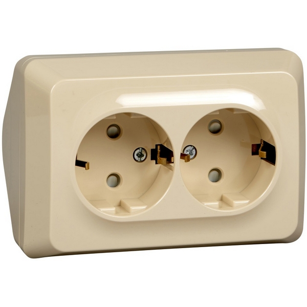 

Розетка накладная двойная с заземлением и шторками (кремовый) Systeme Electric Etude PA16-108K, Etude PA16-108K