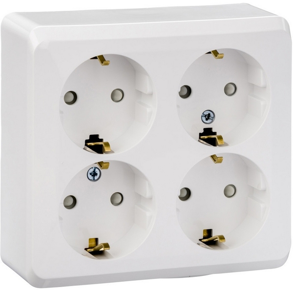 

Розетка четверная с заземлением и шторками (белый) Systeme Electric Etude PA16-208B, Etude PA16-208B