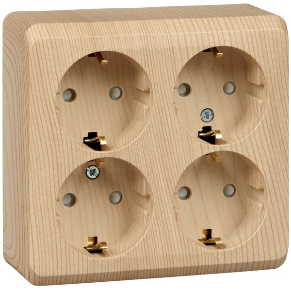 

Розетка четверная с заземлением и шторками (сосна) Systeme Electric PA16-208D, PA16-208D