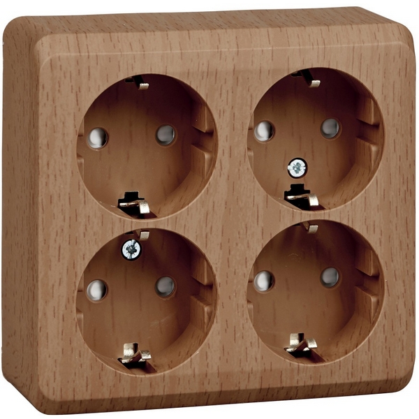 

Розетка накладная четверная с заземлением и шторками (бук) Systeme Electric Etude PA16-208T, Etude PA16-208T