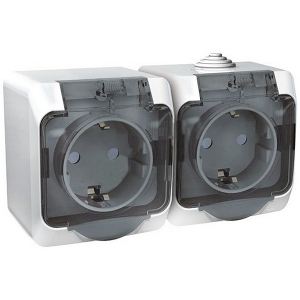 

Розетка накладная двойная с заземлением, шторками и крышкой (белый) IP44 Systeme Electric Etude PA16-244B, Etude PA16-244B