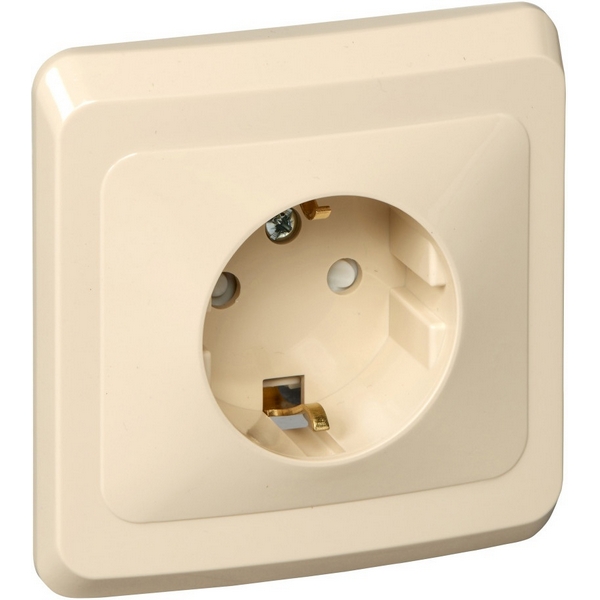 

Розетка с заземлением и шторками (кремовый) Systeme Electric Этюд PC16-004K, Этюд PC16-004K