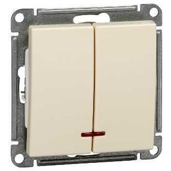 Изображение товара Выключатель встраиваемый двухклавишный с подсветкой Systeme Electric VS510-251-2-86