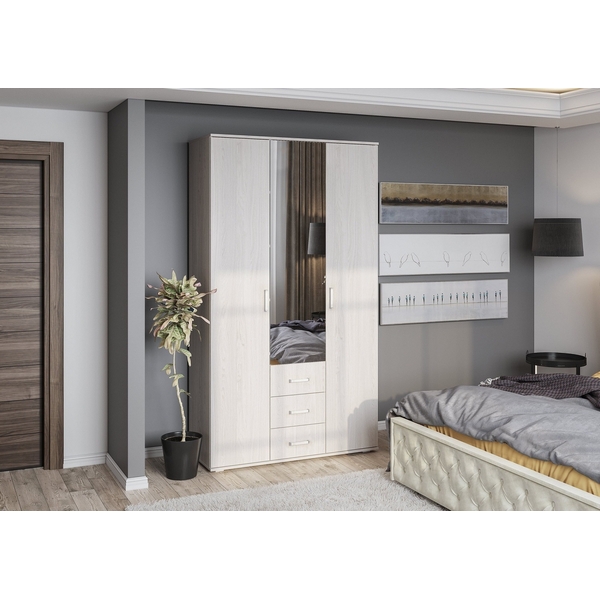 

Шкаф БТС трехдверный для одежды Белла, ясень белый, Серый, Белла 00-00103904