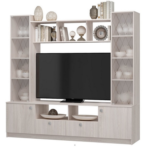 

Стенка в гостиную БТС Зарина ЦС-01, ясень белый, Зарина 00-00143390