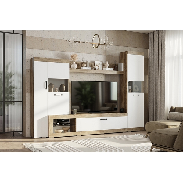 

Стенка в гостиную БТС Тесла ГС-01, дуб каньон/белый, Темное дерево;белый, Тесла 00-00162381