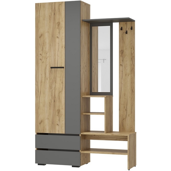 

Прихожая БТС Кинг ПР-04, Крафт, Графит, Темное дерево;серый, Кинг 00-00196831