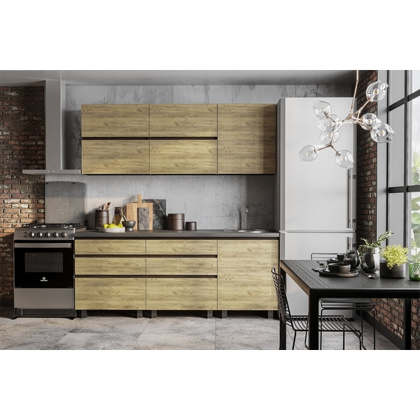 Изображение товара Готовая кухня БТС Лофт 2.0 м, Венге, Черный янтарь