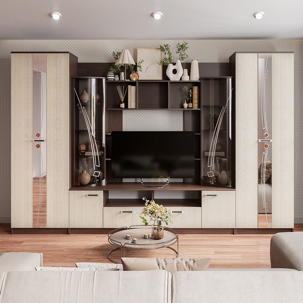 Изображение товара Стенка в гостиную БТС Венеция венге, стильная мебель для гостиной