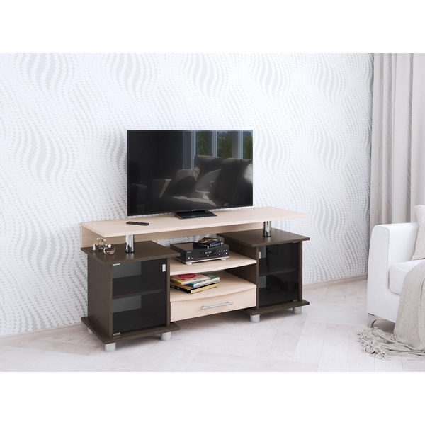 

Тумба для ТВ с Полка ТЭКСми 003 К2, венге/дуб молочный, Коричневый, Парус 00-00004018