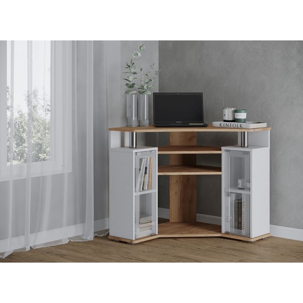 

Тумба для ТВ ТЭКС угловая 044 (2у), дуб крафт золотой/белый, Бежевый, Тумба Тв 00-00028753