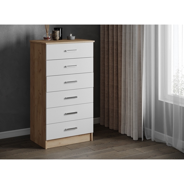 Изображение товара Комод ТЭКС высокий Катрин 4 дуб крафт золотой и белый современный дизайн