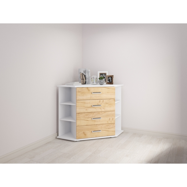 

Комод ТЭКС угловой Катрин 7, дуб крафт золотой/белый, Бежевый, Катрин 00-00028775