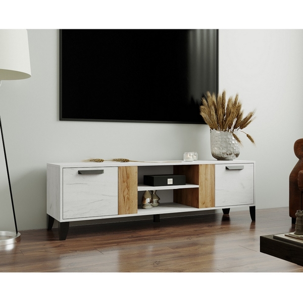 

Тумба под телевизор ТЭКС Парус-7, дуб крафт белый/дуб крафт табачный, Парус 00-00142951