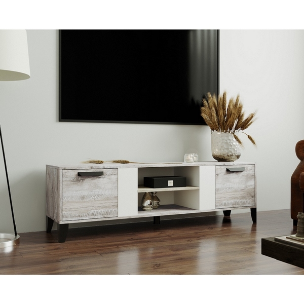 Изображение товара Тумба под телевизор ТЭКС Парус-7 дуб юкон белый современная модель для гостиной