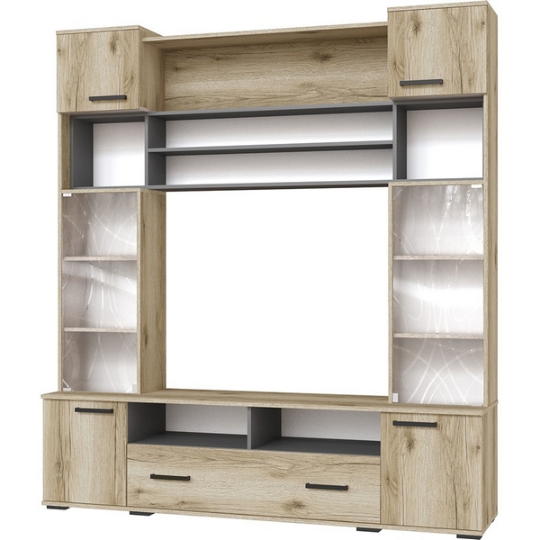 

Стенка ТЭКС в гостиную Оскар-18 ОГЦС-1, Дуб Делано, Графит серый, Светлое дерево;серый, Оскар 00-00220854