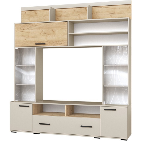 Изображение товара Стенка ТЭКС в гостиную Оскар-18 ОГЦС-2, кашемир и дуб крафт золотой