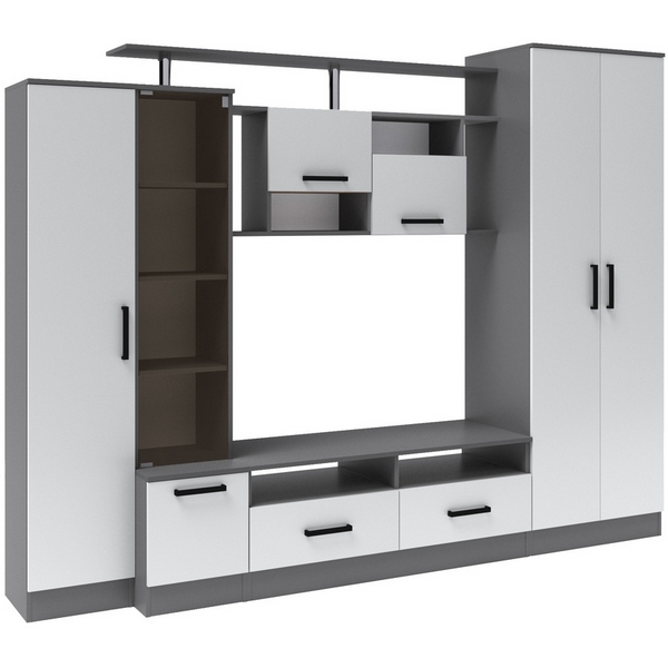 

Стенка ТЭКС в гостиную Оскар-5, Графит серый, Камень серый, Оскар 00-00220867