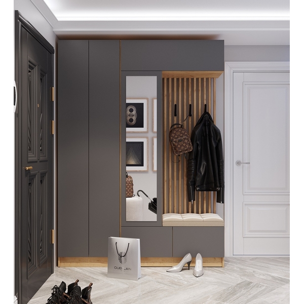 Изображение товара Прихожая ТЭКС Руэлла Комплект 1 графит современная мебель для коридора